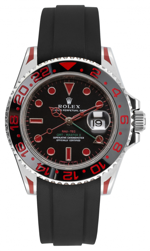 black FKM-rubber strap for Rolex GMT-Master + GMT-Master II